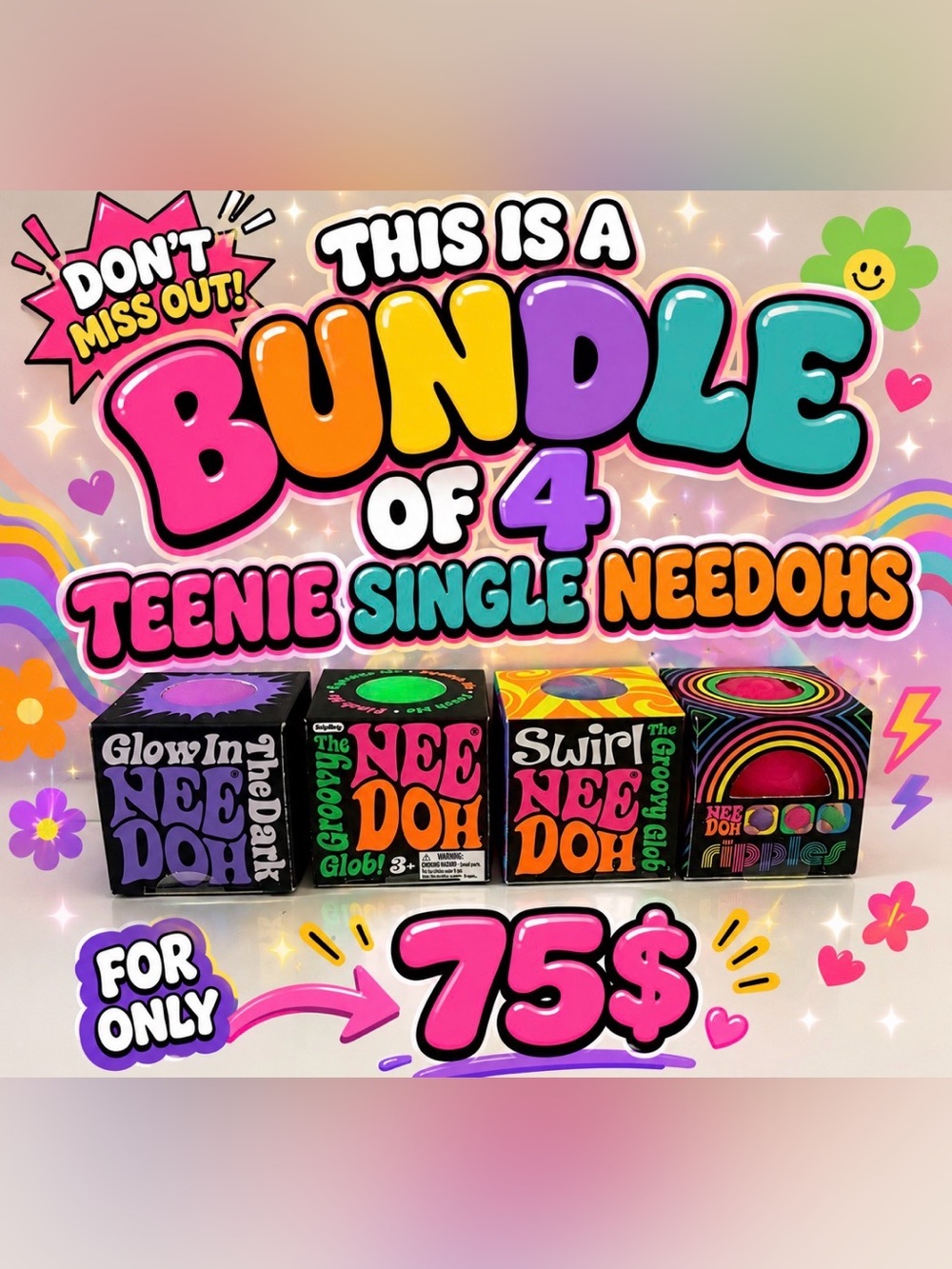 Nee Doh Teenie Singles bundle of 4